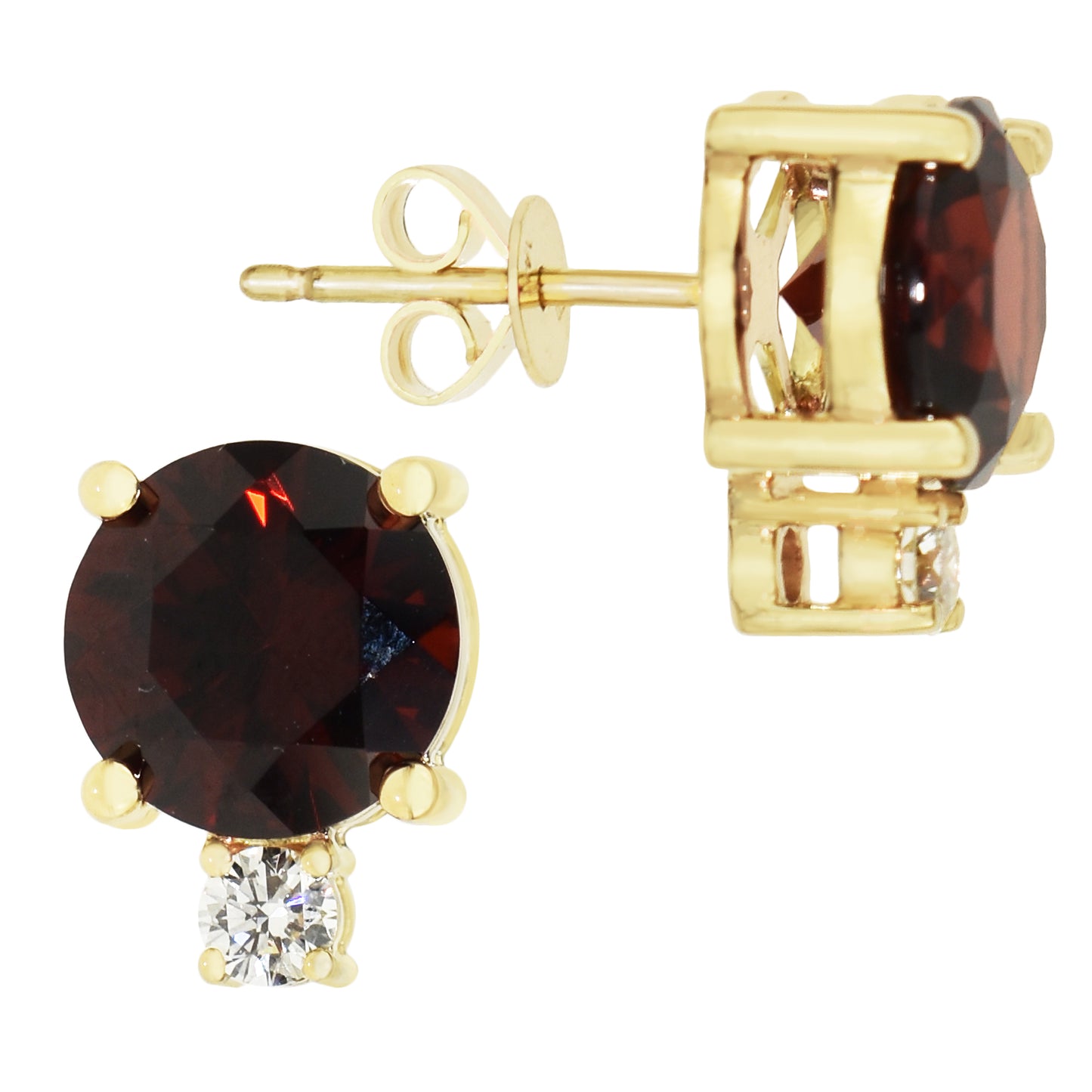 14k Garnet 1 Vs Diamond Post Earring