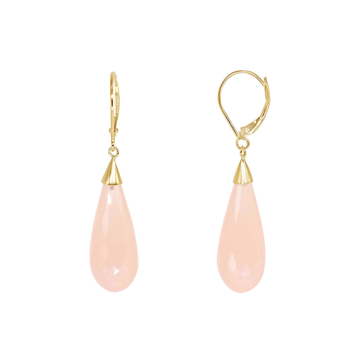 14k Pink Chalcedony Drop Leverback Earring freeshipping - Jewelmak Shop