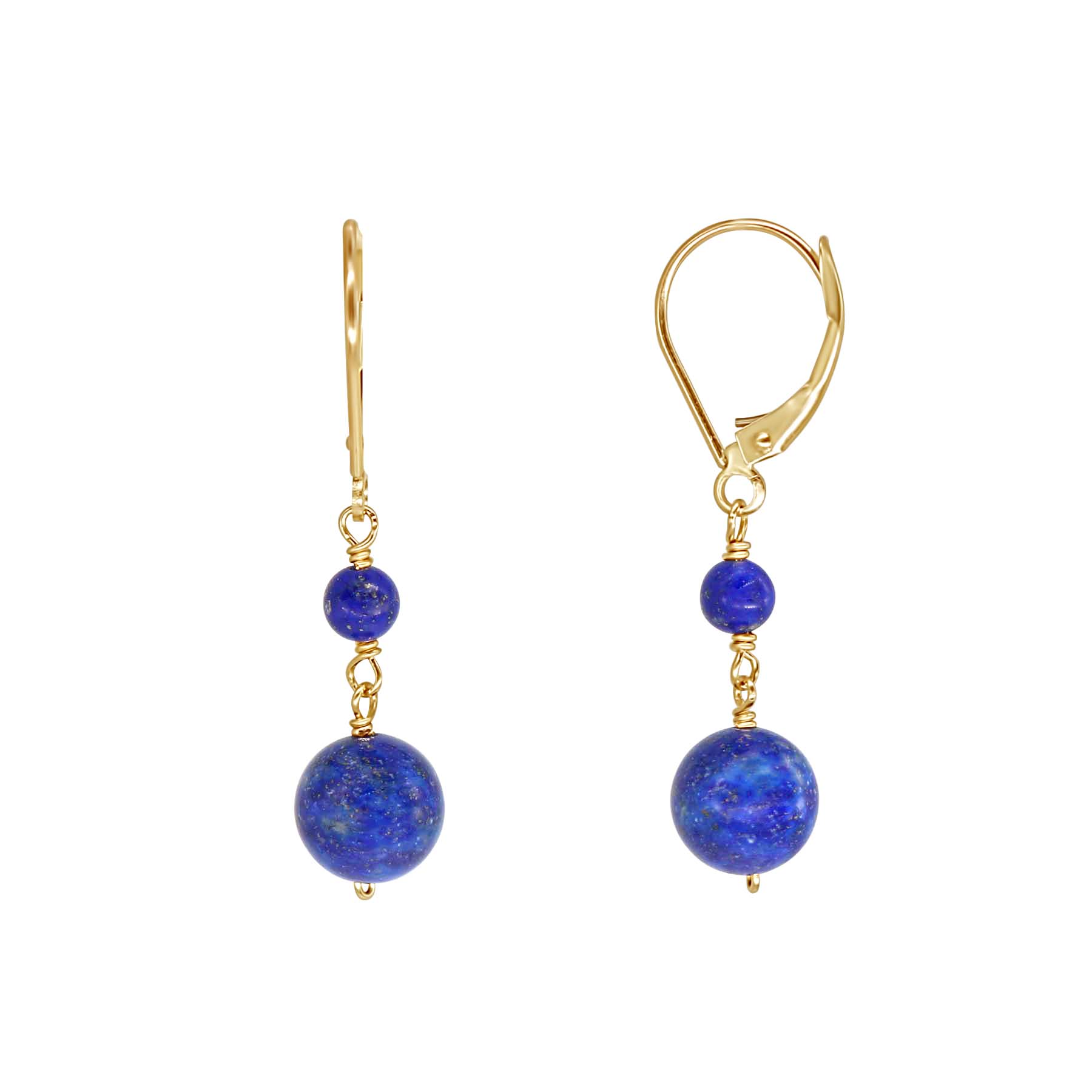 14k Lapis Dangle Leverback Earring freeshipping - Jewelmak Shop