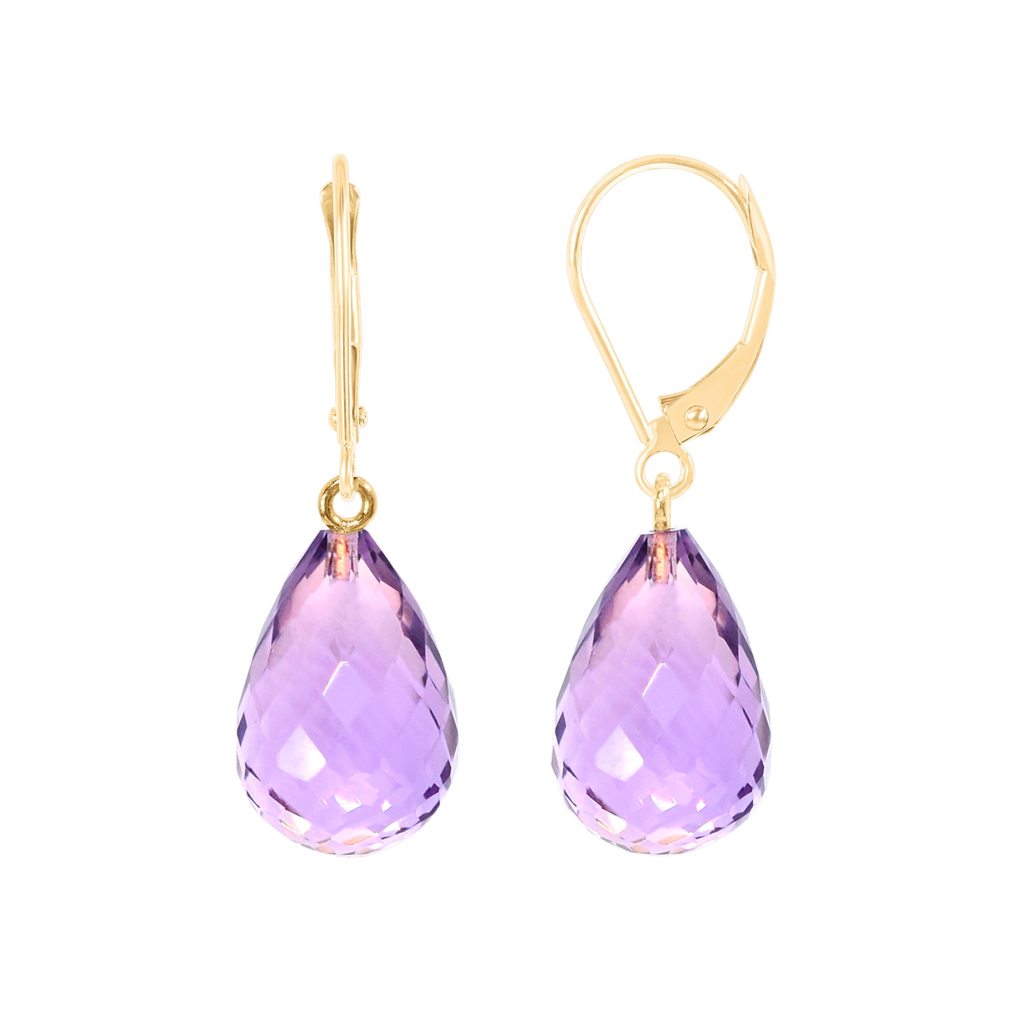 14k Amethyst or Citrine Drop Leverback Earring