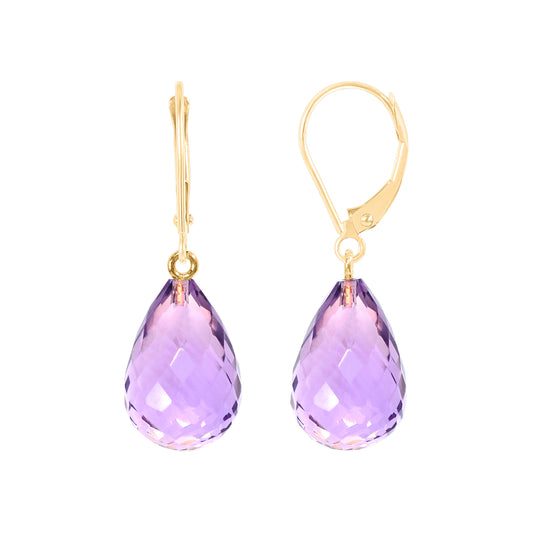 14k Amethyst or Citrine Drop Leverback Earring