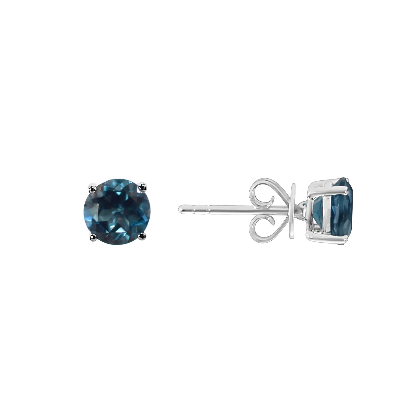 14k White Gold London Blue Topaz Stud Earring