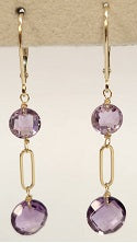 14k Gemstones Coin Shape  Leverback Earring