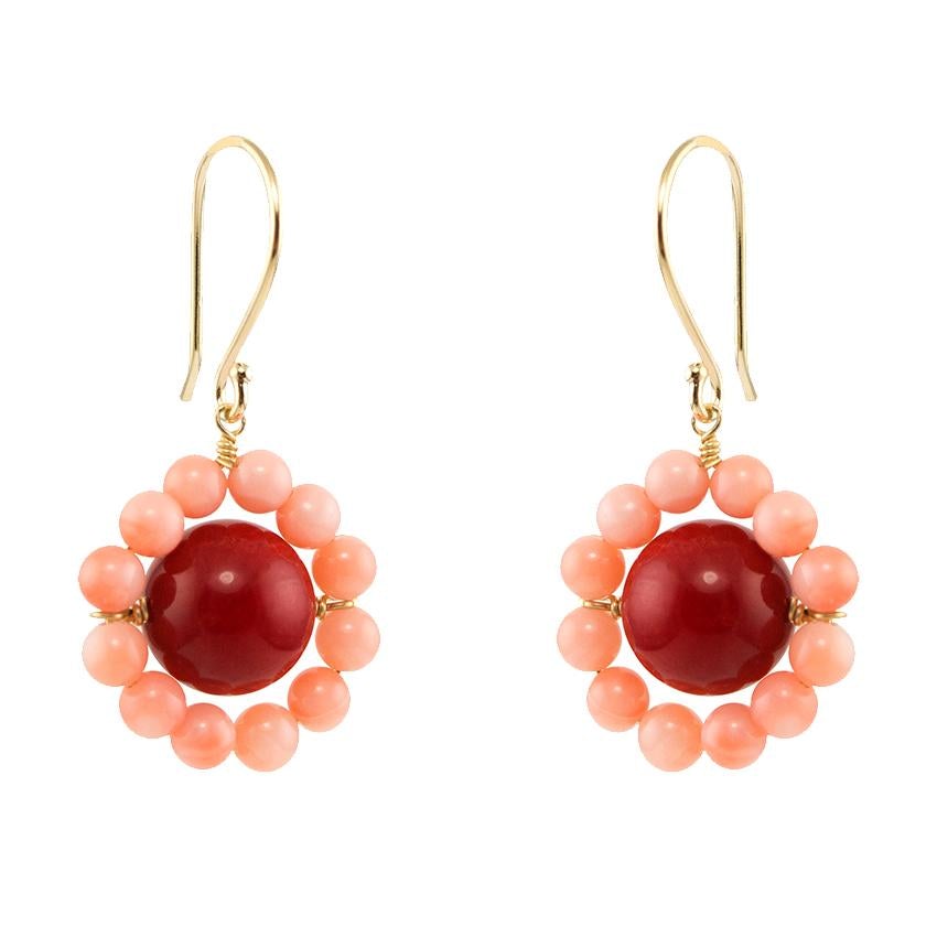 14k Dyed Natural Coral Earrings freeshipping - Jewelmak Shop