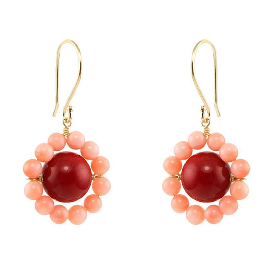 14k Dyed Natural Coral Earrings freeshipping - Jewelmak Shop