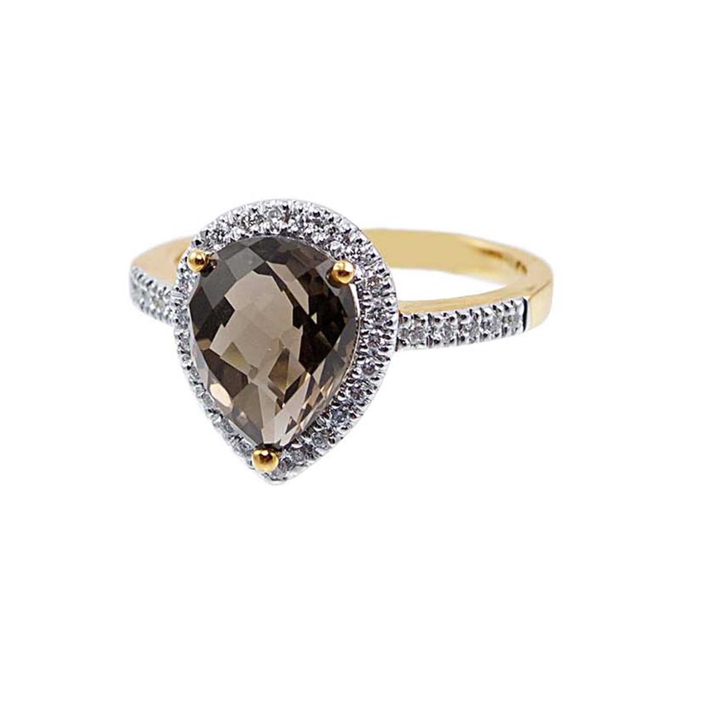 14k Smokey Quartz Diamond Ring - Size 7