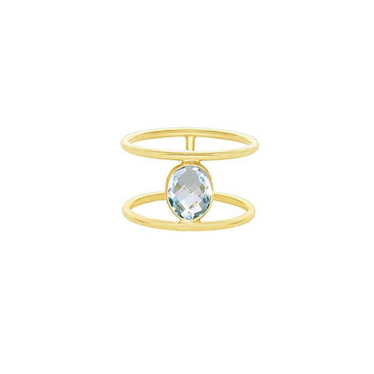 14k Faceted Oval Topaz Bezel Ring freeshipping - Jewelmak Shop