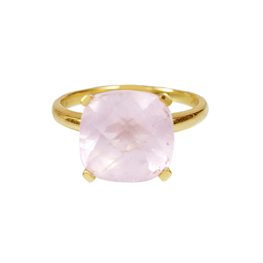 14k Faceted Rose Quartz Ring - Size 7