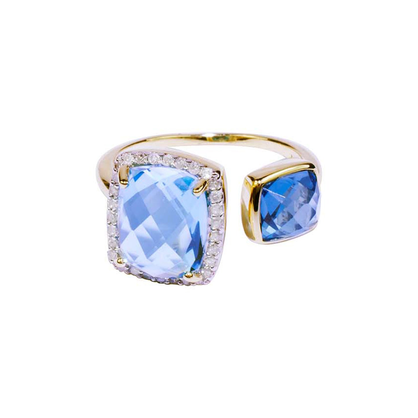 14k Swiss/London Blue Topaz Open Ring - Size 7