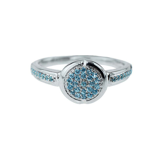 14k White Gold Blue Topaz Ring - Size 7