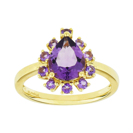 14k Amethyst Pear Centered Ring - Size 7