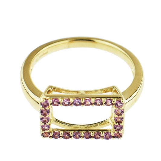 14k Rhodolite Hollow Rectangle Centered Ring freeshipping - Jewelmak Shop