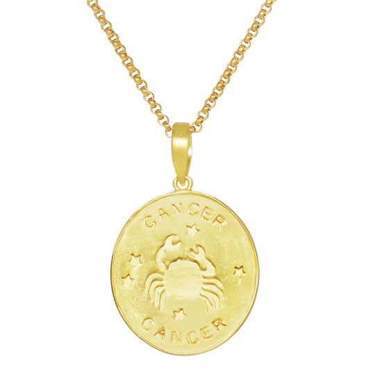 14k Plated Over Silver Cancer Oval Pendant