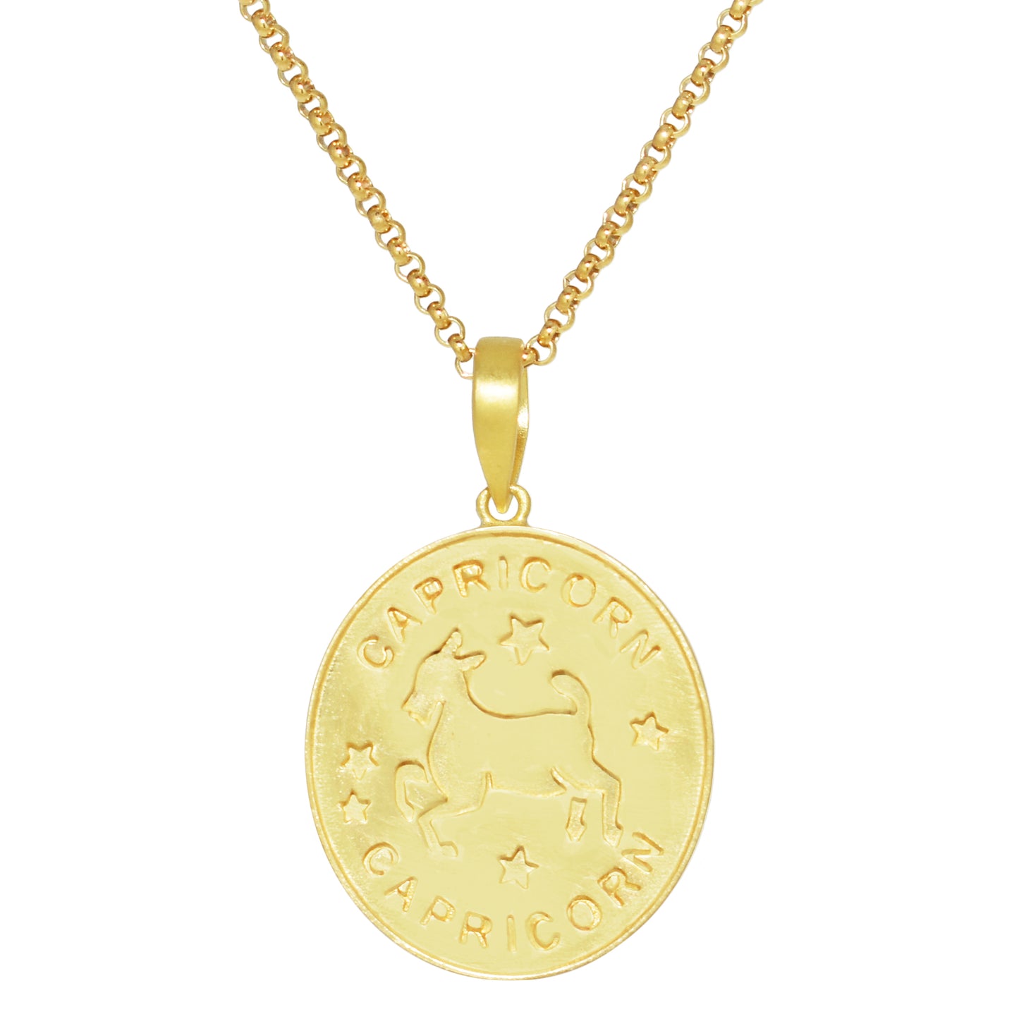 14k Plated Over Silver Zodiac Oval Pendant Necklace