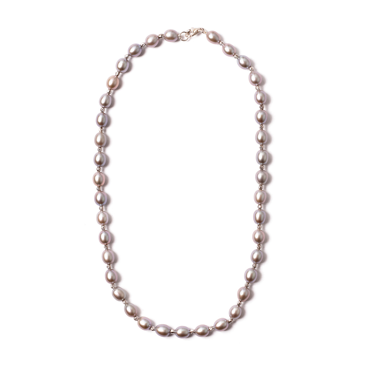 Sterling Silver Grey Freshwater Pearl 1X1 Necklace 18" freeshipping - Jewelmak Shop