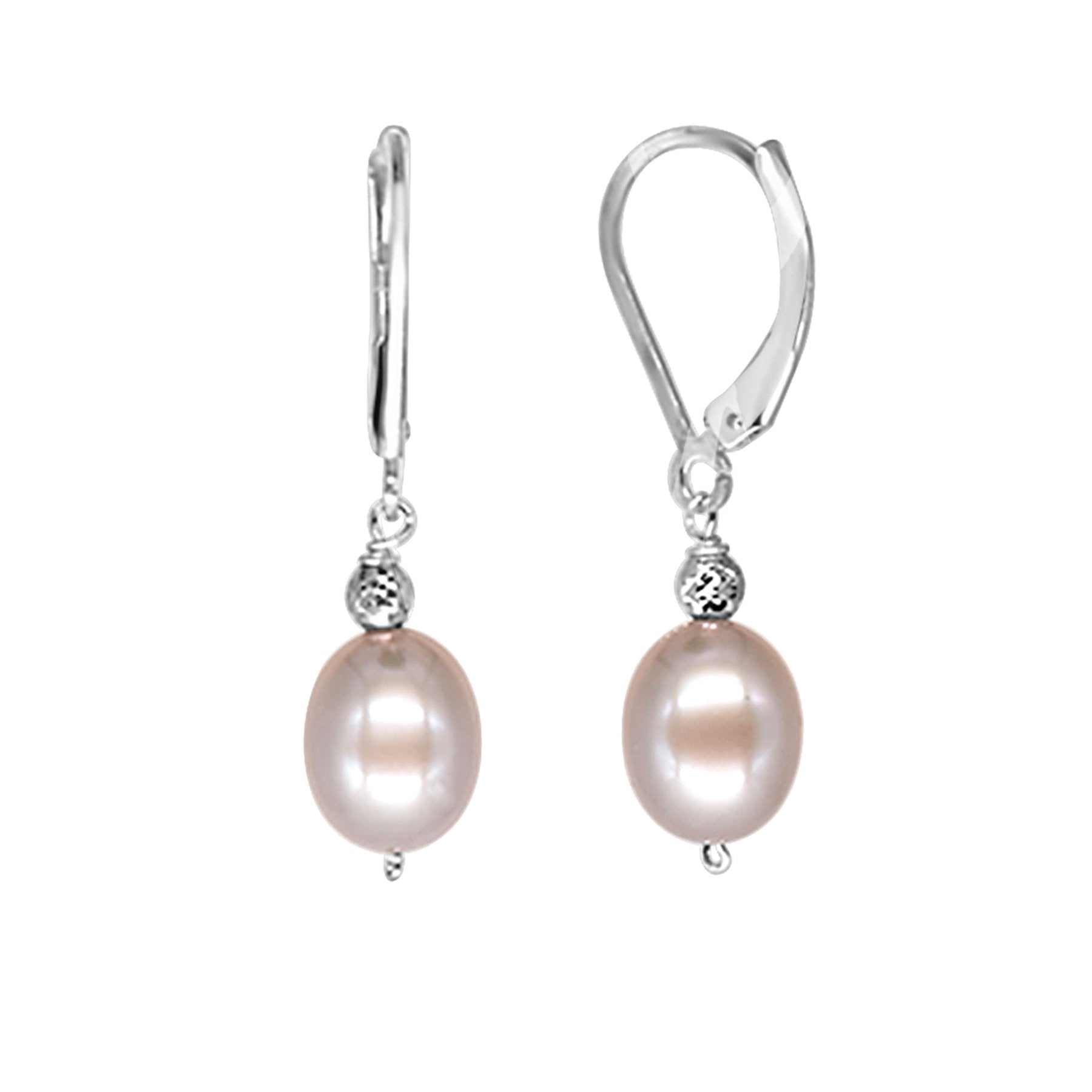 Sterling Silver Grey Pearl Leverback Earrings freeshipping - Jewelmak Shop