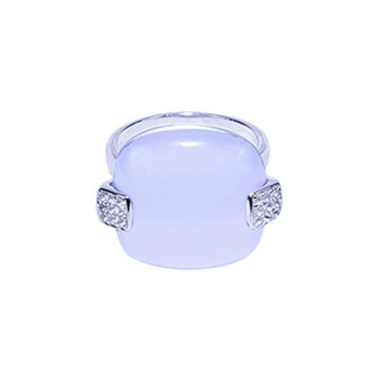 Sterling Silver Blue Chalcedony White Topaz Ring - Size 7