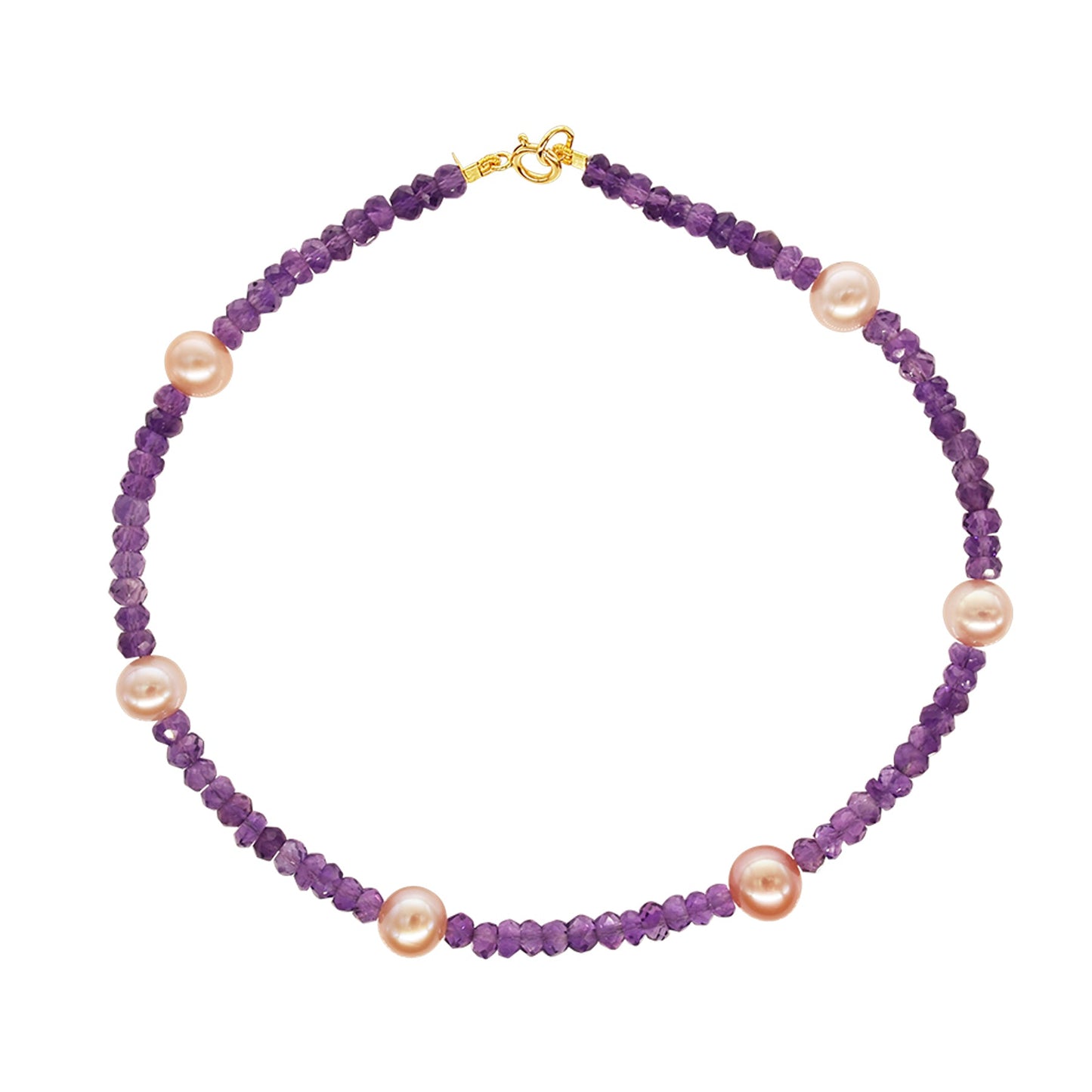 Beaded Amethyst and Pink Freshwater Pearl Anklet 14k Rondelle Beaded Gemstone and Pink Freshwater Pearl Anklet 9.5" Jewelmak Shop