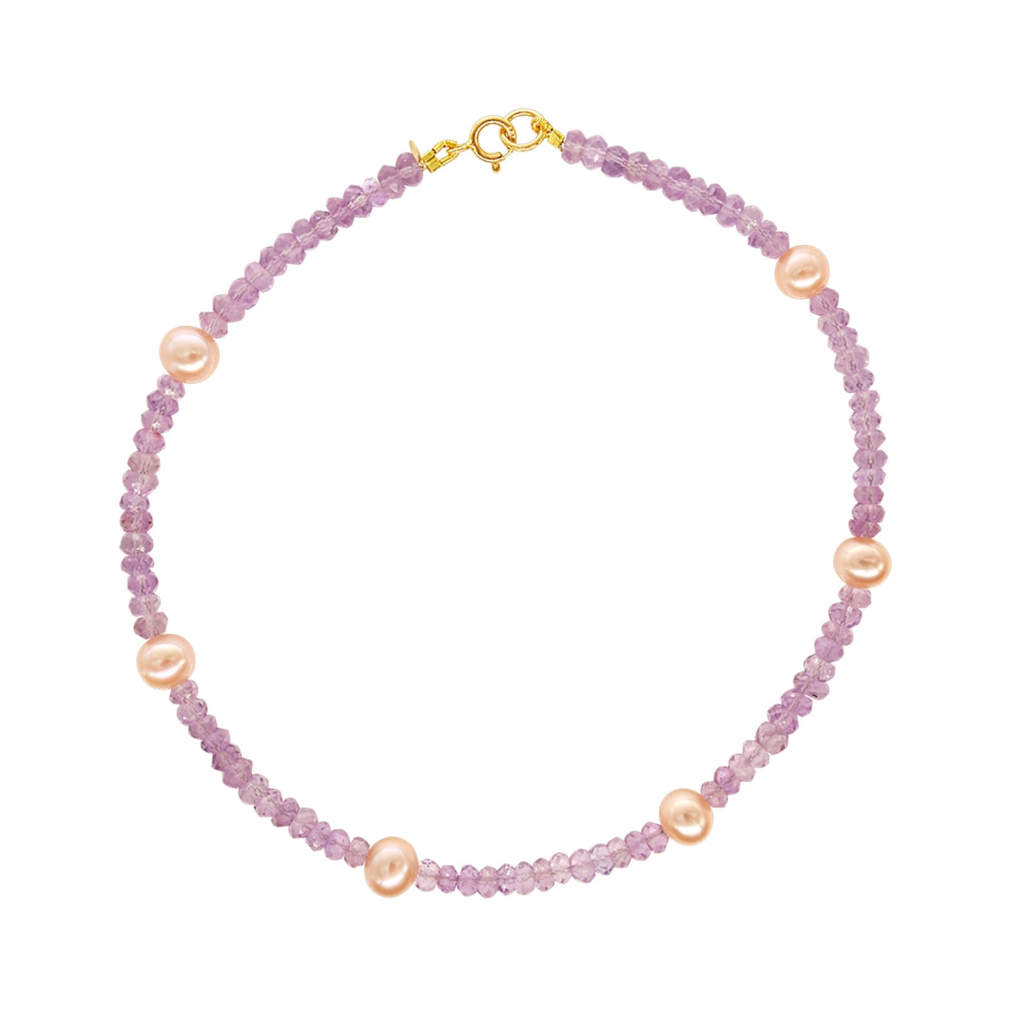 Beaded Rose Quartz and Pink Freshwater Pearl Anklet 14k Rondelle Beaded Gemstone and Pink Freshwater Pearl Anklet 9.5" Jewelmak Shop