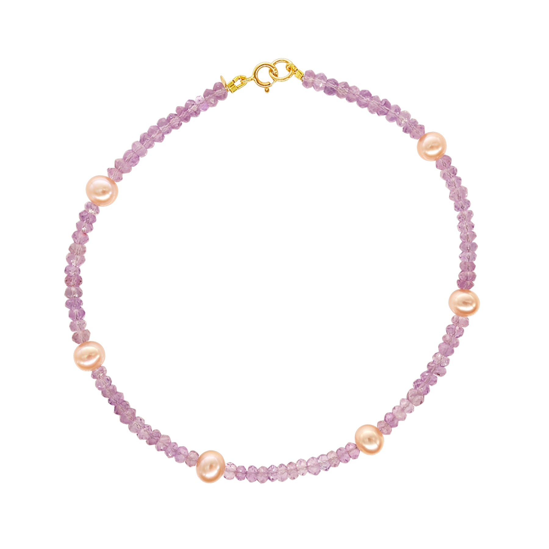 Beaded Rose Quartz and Pink Freshwater Pearl Anklet 14k Rondelle Beaded Gemstone and Pink Freshwater Pearl Anklet 9.5" Jewelmak Shop