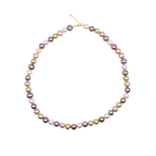 Y2K 14k Multicolored Pastel Freshwater Pearl Necklace 17/18" freeshipping - Jewelmak Shop