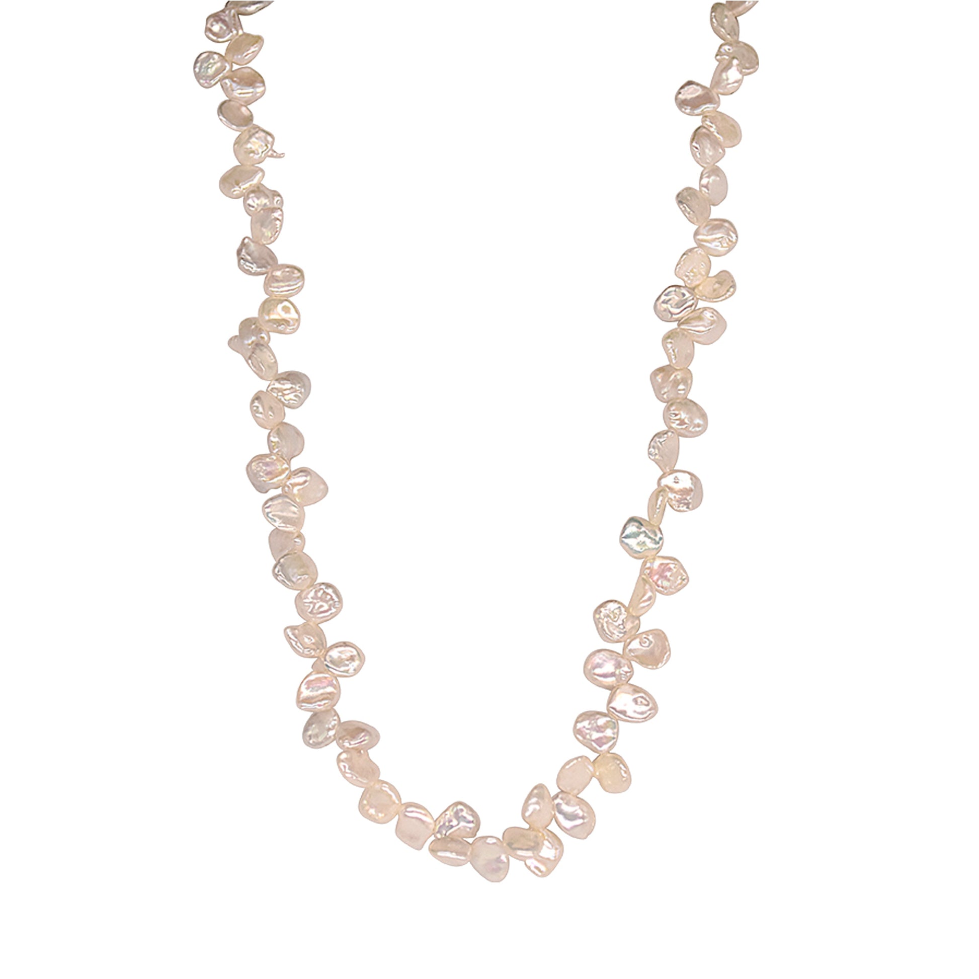 14k White Keshi Pearl Necklace 17/18" freeshipping - Jewelmak Shop