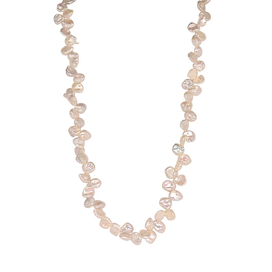 14k White Keshi Pearl Necklace 17/18" freeshipping - Jewelmak Shop