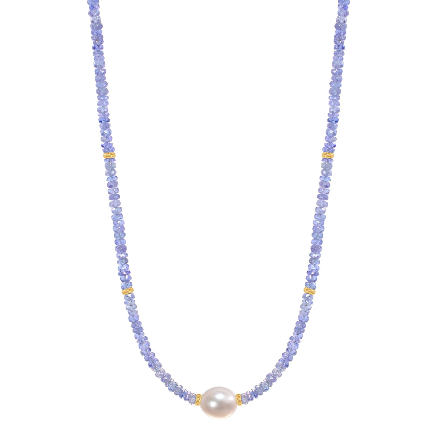 14k Gemstone Freshwater Pearl Center Necklace 17"