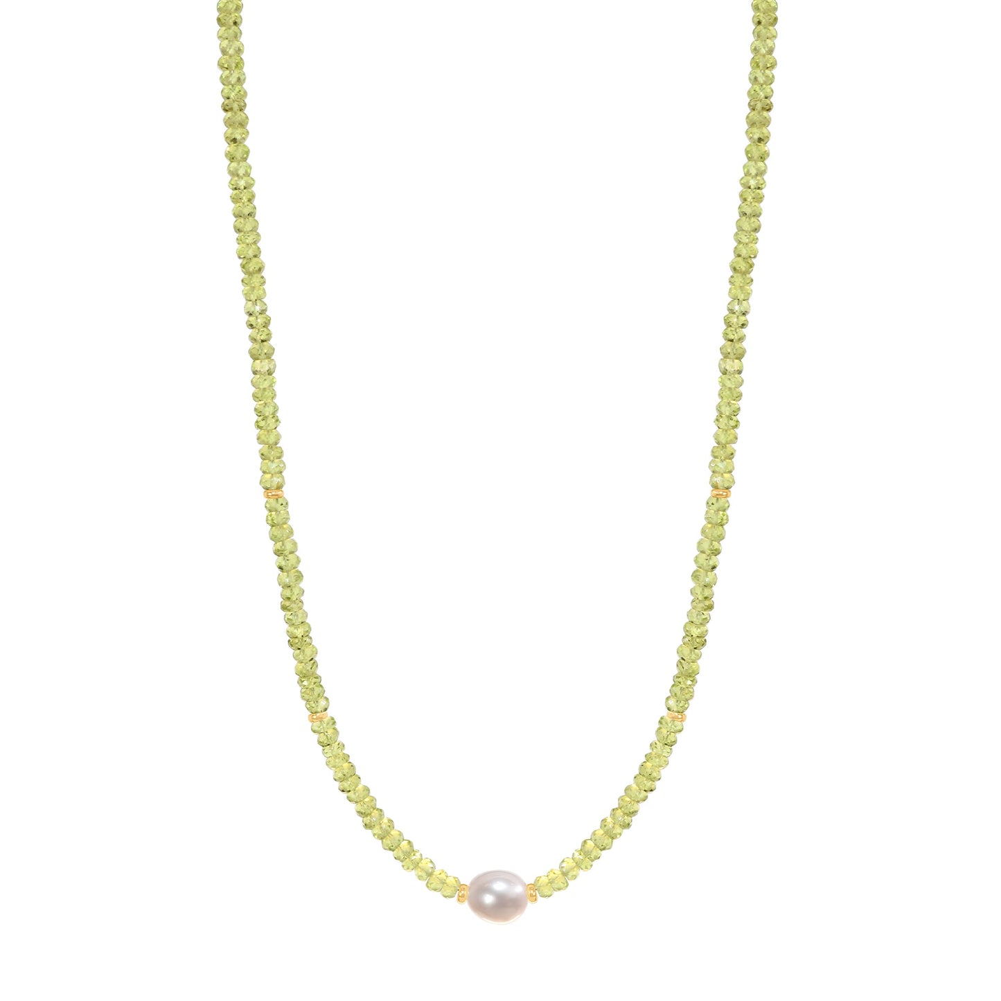 14k Gemstone Freshwater Pearl Center Necklace 17"