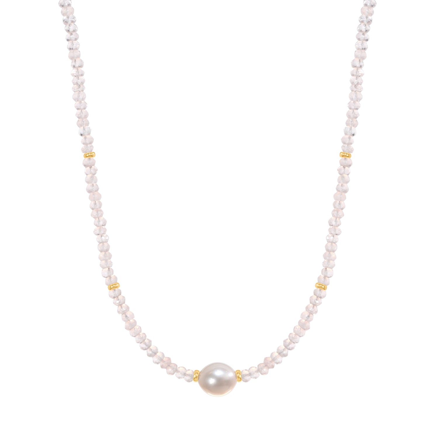 14k Gemstone Freshwater Pearl Center Necklace 17"