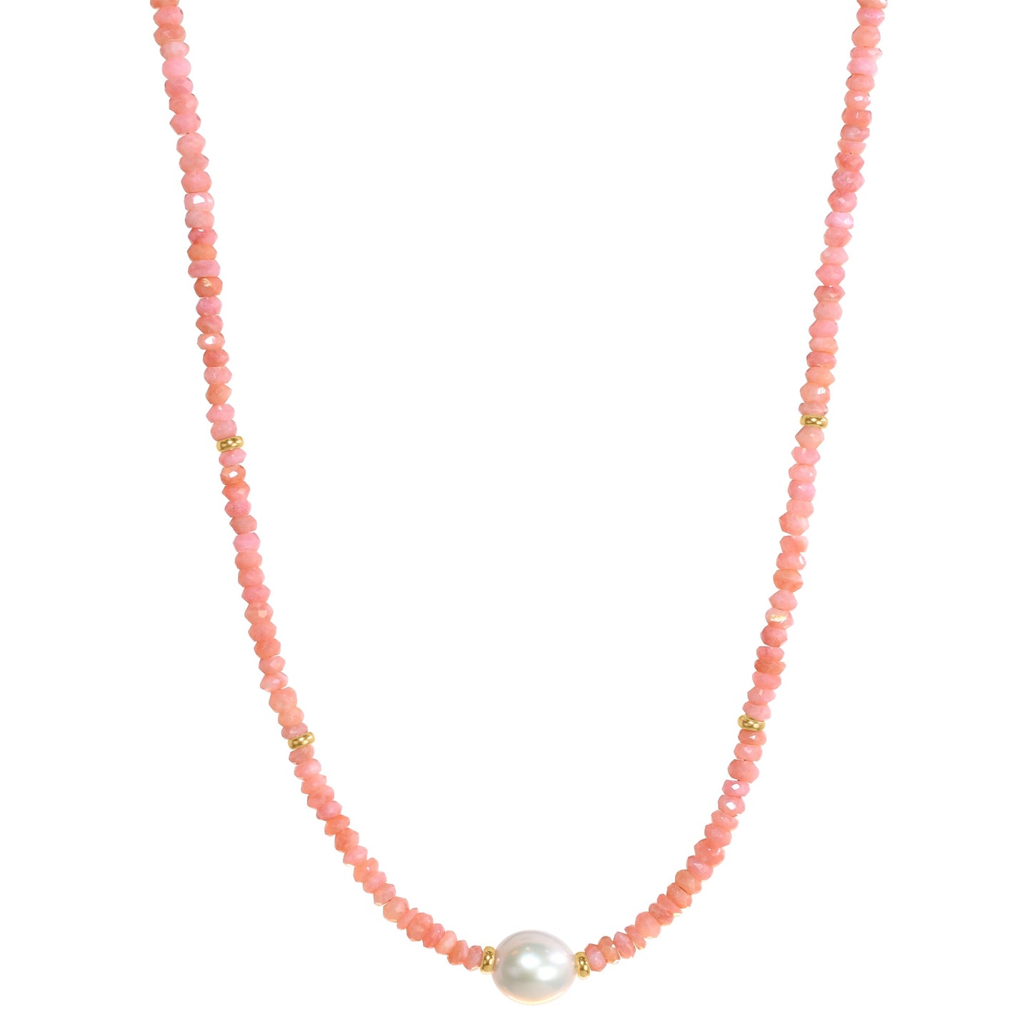 14k Gemstone Freshwater Pearl Center Necklace 17"