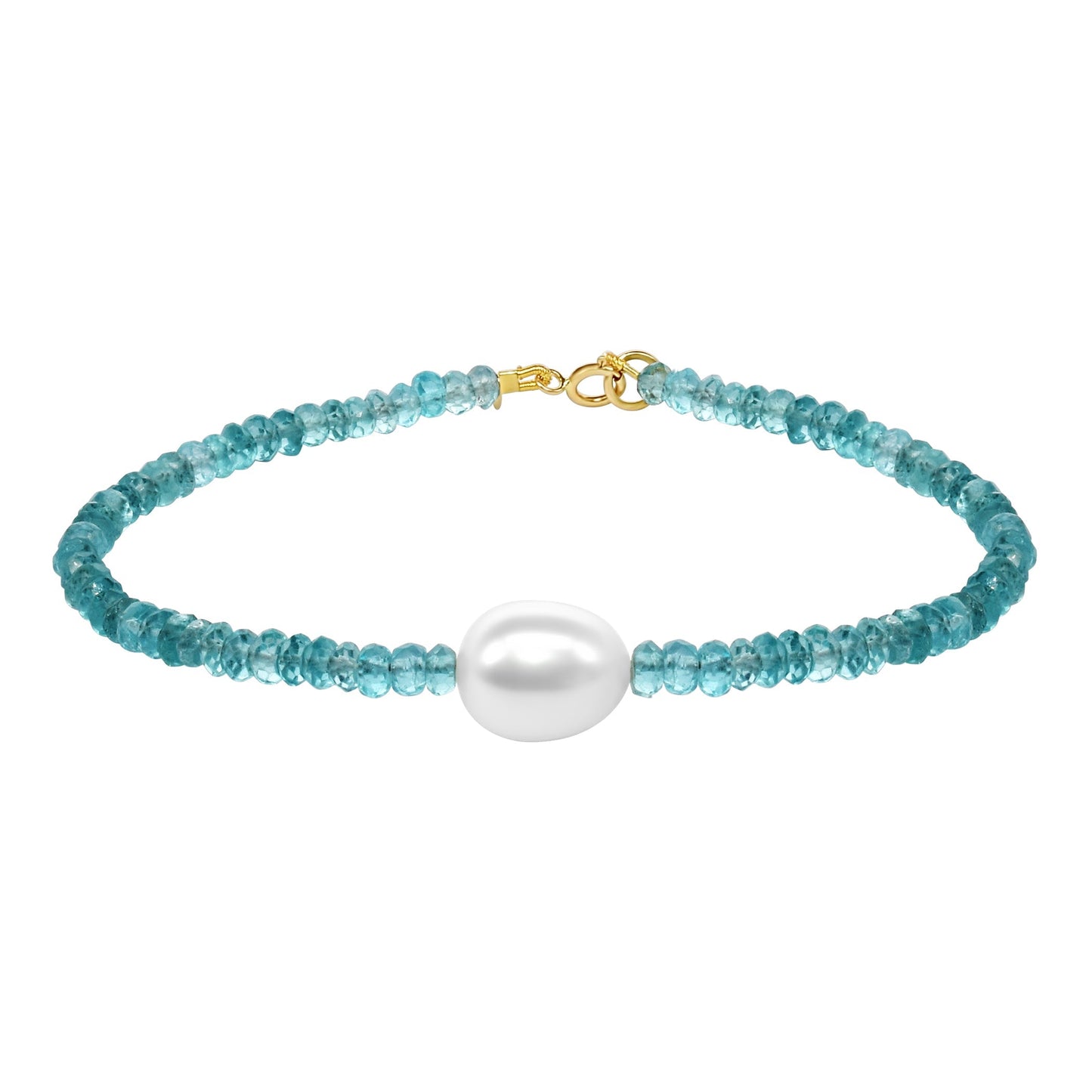 14k Apatite White Pearl Bracelet freeshipping - Jewelmak Shop