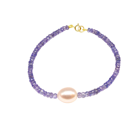 14k Amethyst Pink Freshwater Pearl Bracelet 7.5"