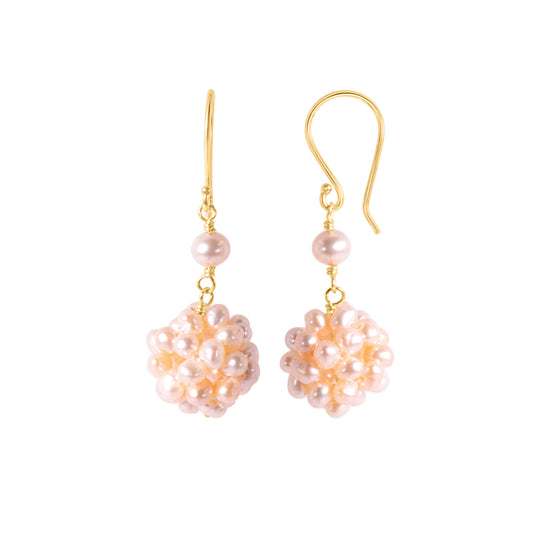 14k Pink Freshwater Pearls Popcorn Hook Earring