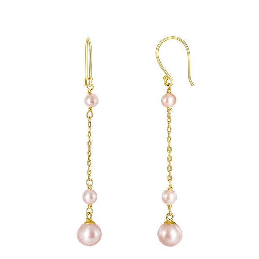 14k Natural Pink Pearl Earrings freeshipping - Jewelmak Shop