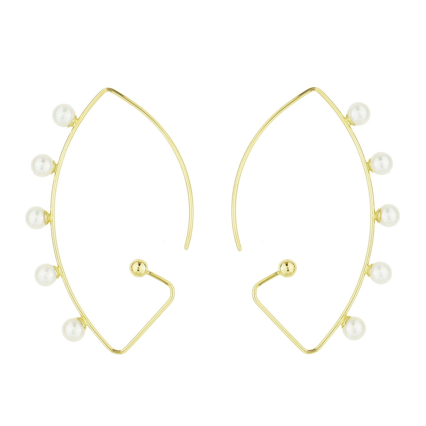 14k Wafio V and White Freshwater Pearls Earrings freeshipping - Jewelmak Shop