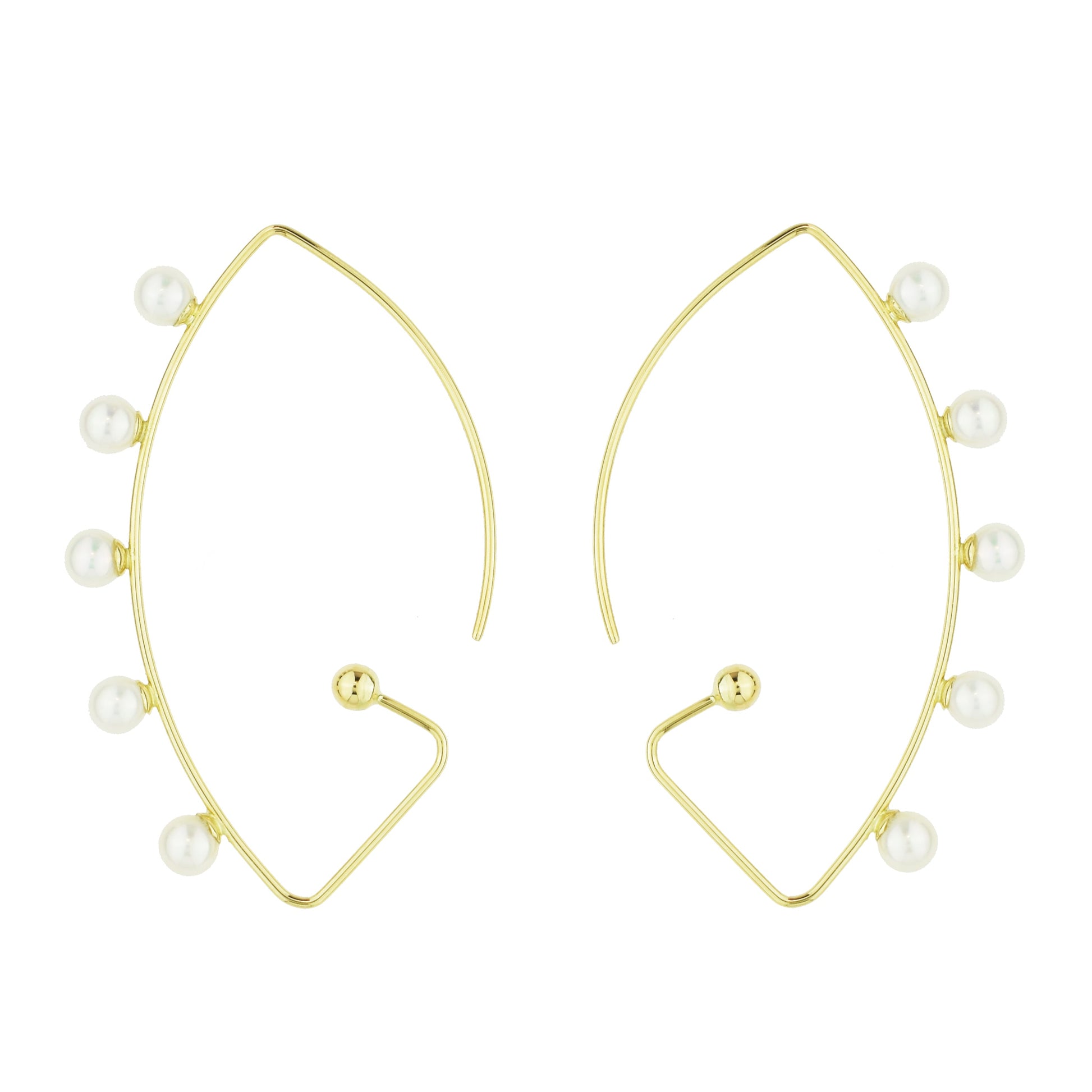 14k Wafio V and White Freshwater Pearls Earrings freeshipping - Jewelmak Shop