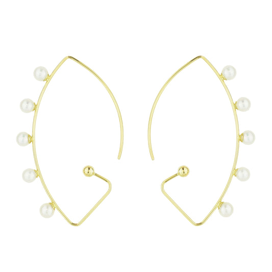 14k Wafio V and White Freshwater Pearls Earrings freeshipping - Jewelmak Shop