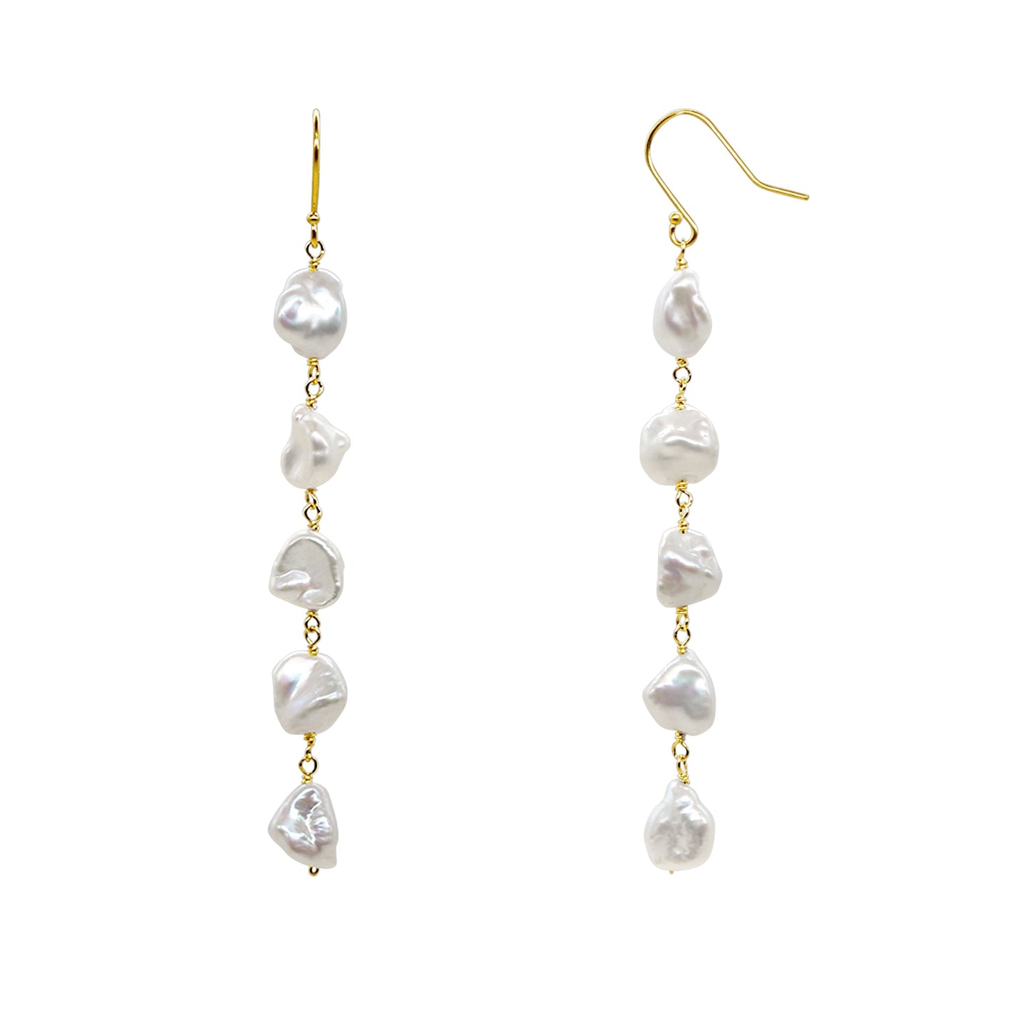 14k Keshi Pearl Linear Drop Earrings freeshipping - Jewelmak Shop