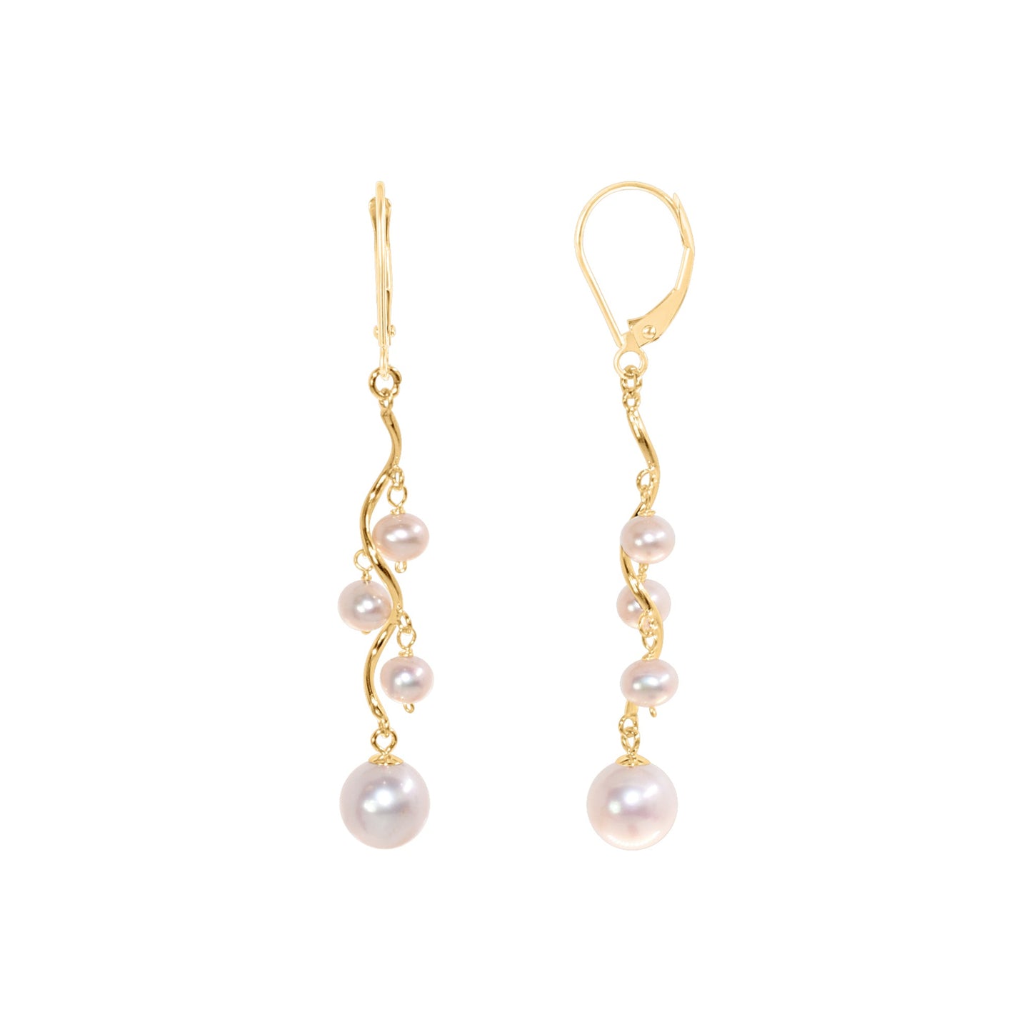 14k Gesmtone Wavy Drop Leverback Earring