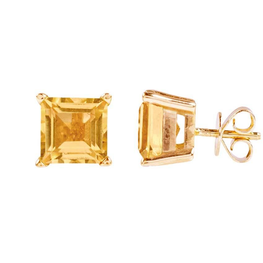 14k Citrine Square Stud Earring freeshipping - Jewelmak Shop