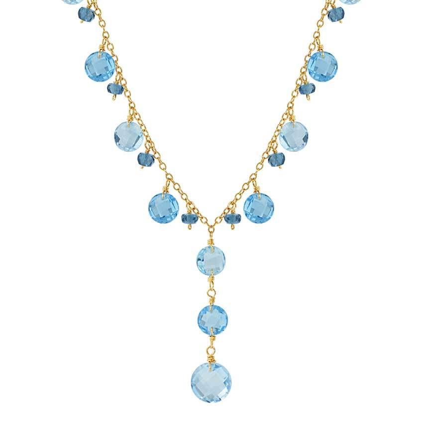 14k Shaded Blue Topaz Y Necklace 17" freeshipping - Jewelmak Shop