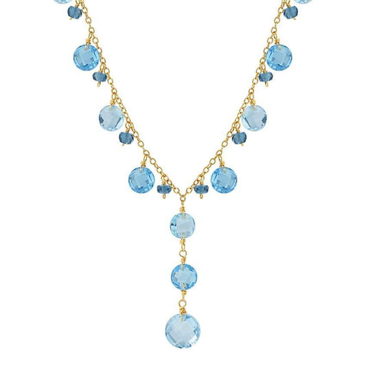 14k Shaded Blue Topaz Y Necklace 17" freeshipping - Jewelmak Shop