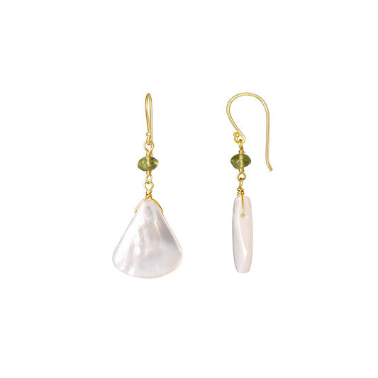 14k Mother of Pearl Peridot Hook Earrings