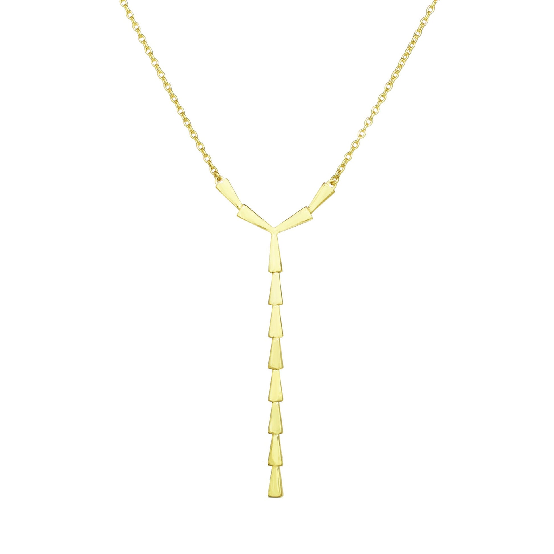 SéChic 14k Gold Triangles Linear Y Necklace 18" Jewelmak Shop