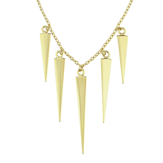 SéChic 14k Five Spike Charms Necklace 18" Jewelmak Shop