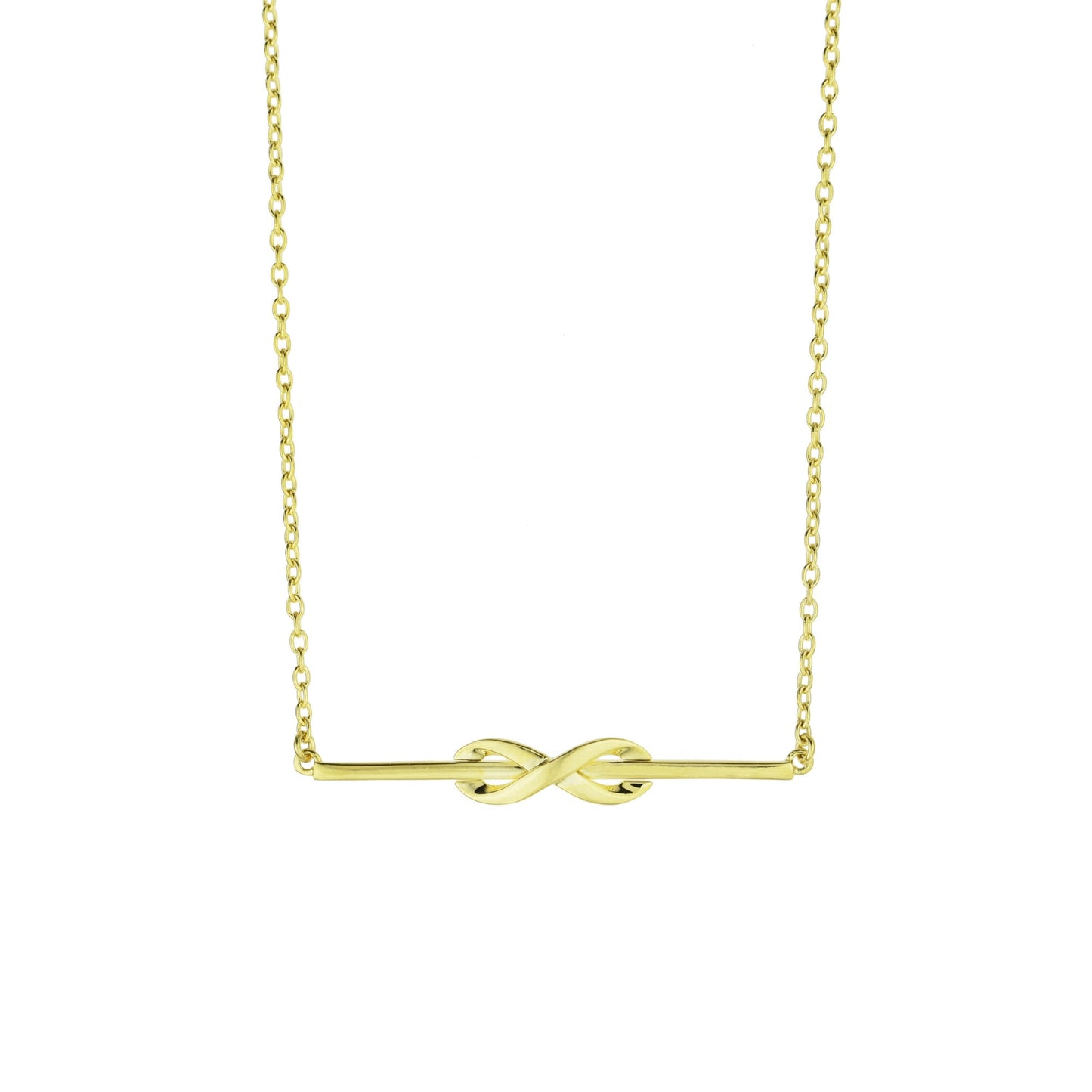 SéChic 14k Horizontal Bar Through Infinity Pendant Necklace 18" Jewelmak Shop