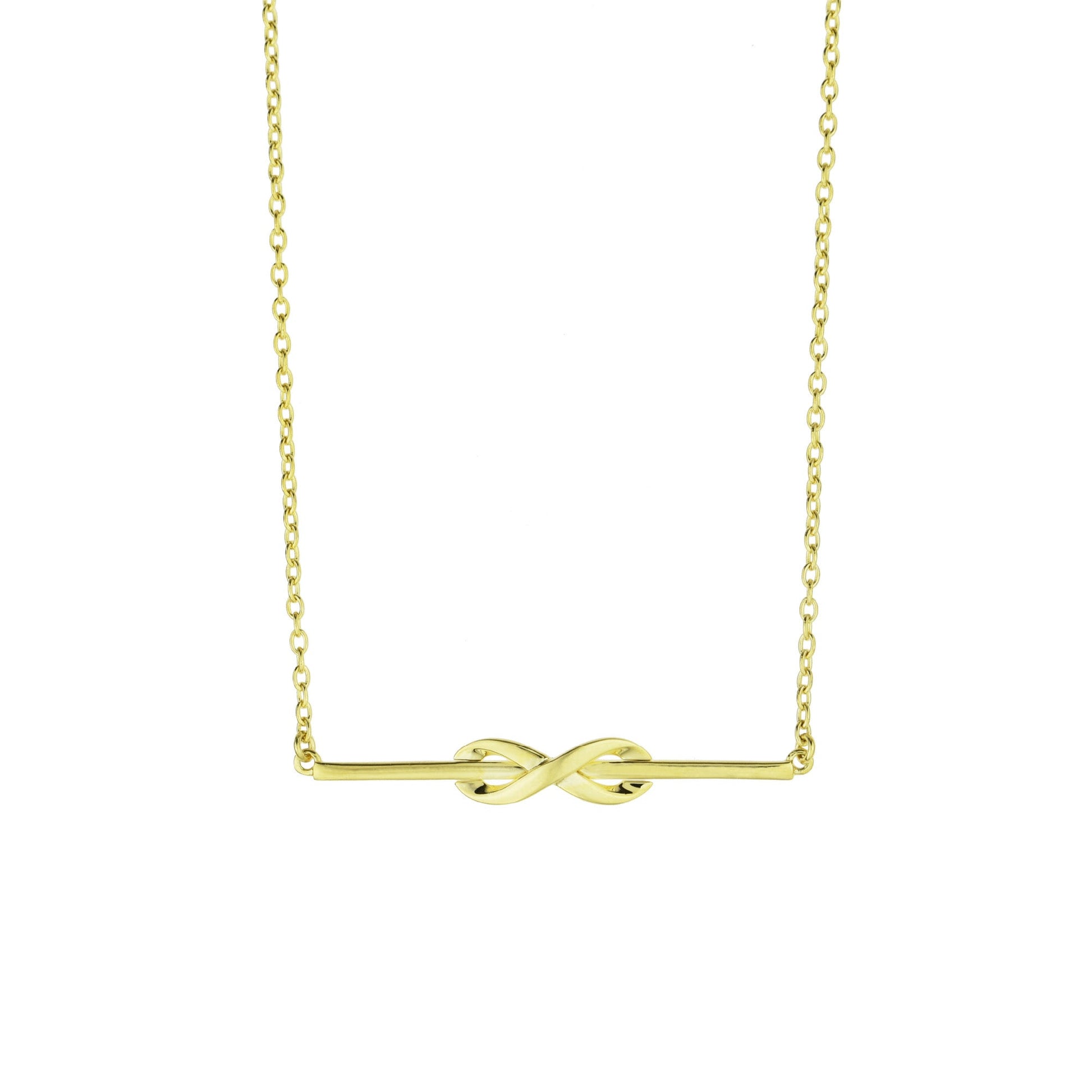 SéChic 14k Horizontal Bar Through Infinity Pendant Necklace 18" Jewelmak Shop