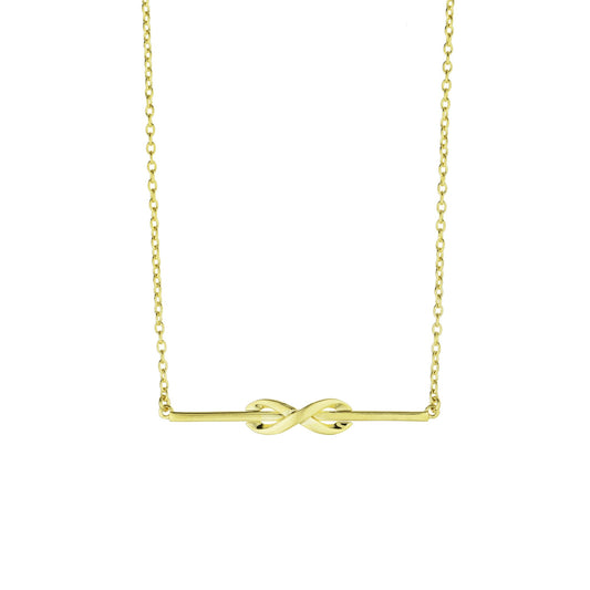 SéChic 14k Horizontal Bar Through Infinity Pendant Necklace 18" Jewelmak Shop