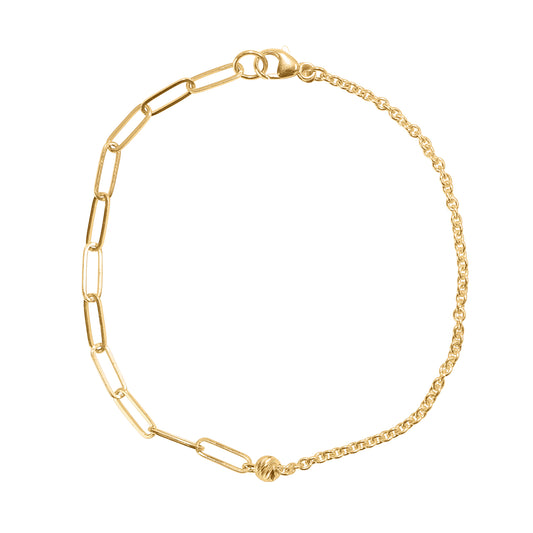 14k Paperclip & Cable Chain Bracelet 7.5"